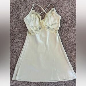 Princess Polly green silk mini dress